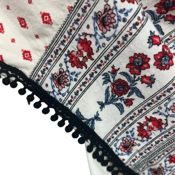 Knox Rose Trapeze Dress S Tassel Tie Pom Boho Red Black Lined Sleeveless Halter - Picture 5 of 7